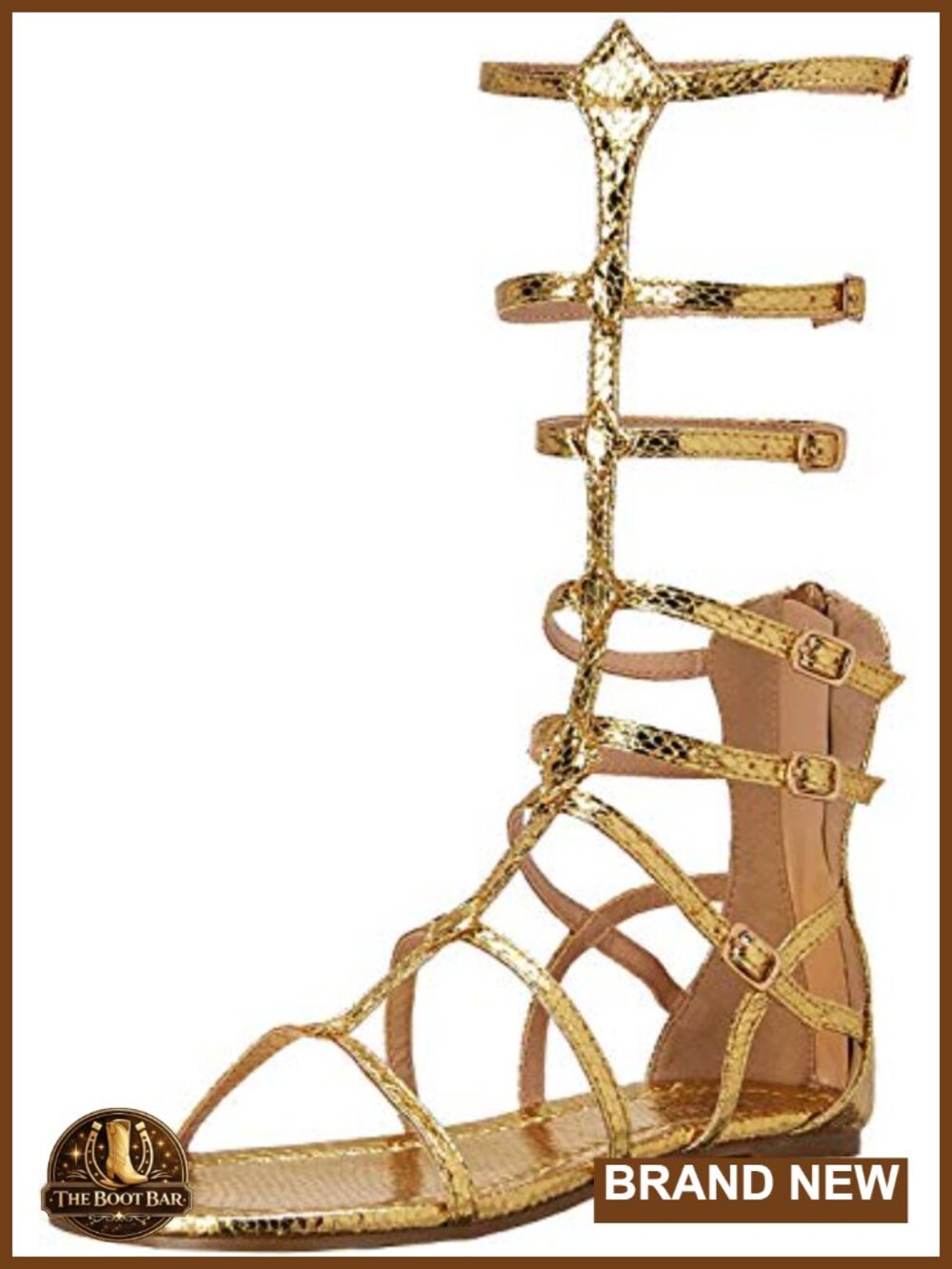 Gladiator Rhinestone Sandals with Block Heel